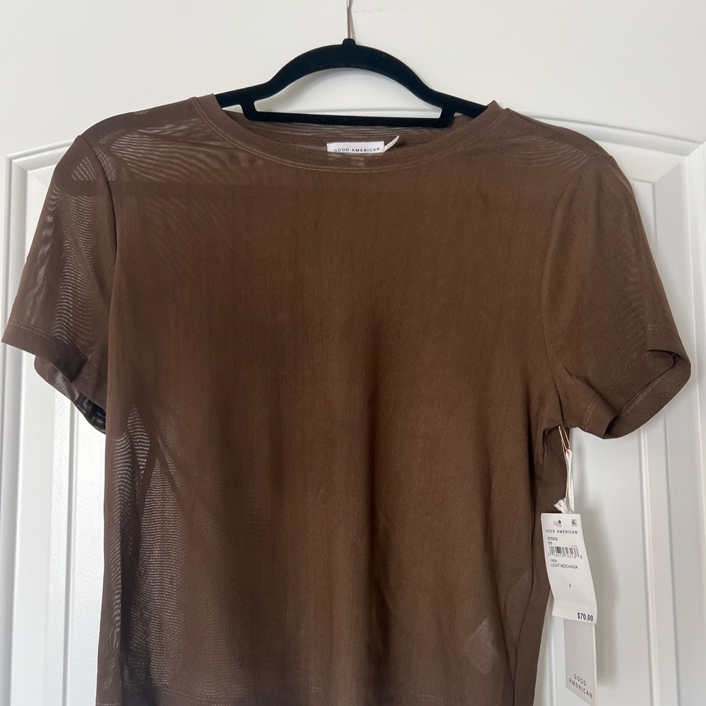Good American Brown Fitted Short Sleeve Tee
